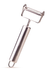 Metal vegetable peelers close up