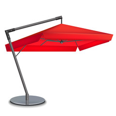 Realistic 3d Detailed Red Umbrella Cafes. Vector