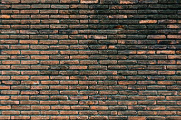 Closeup pattern of old and grunge red brick wall