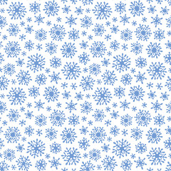 Christmas seamless doodle pattern with snowflakes