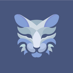 stylized Cat head face color vector style illustration