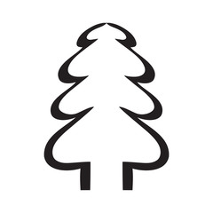 Black and white simple vector icon of a tree