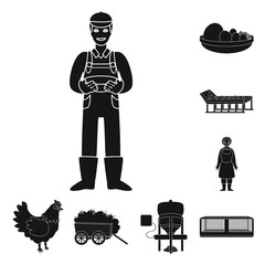 Isolated object of harvest and farming icon. Set of harvest and poultry stock vector illustration.