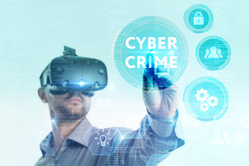 Business, Technology, Internet and network concept. Young businessman working on a virtual screen...
