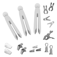 Vector illustration of hang and collection icon. Collection of hang and pins stock symbol for web.