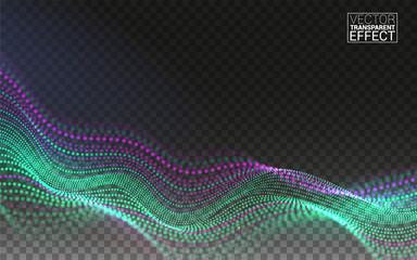 Color Abstract linear 3D. Technology Data Flow Particles. Digital Composition. Vector Illustration Transparent Background