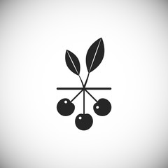 Black icon of sweet cherry on stalk.