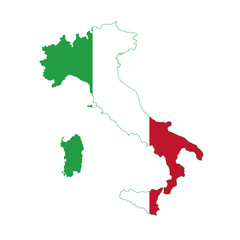 italian flag map vector illustration isolated