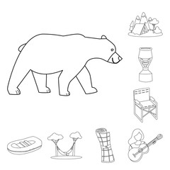 Vector illustration of hobby and travel logo. Collection of hobby and tourism vector icon for stock.