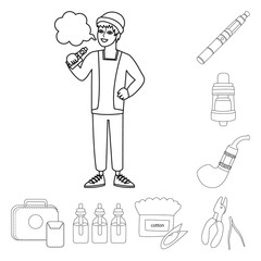 Isolated object of nicotine and filter symbol. Set of nicotine and pipe stock symbol for web.