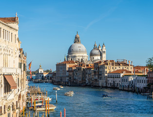 Obraz na płótnie Canvas View of the Grand Canal and Basilica Santa Maria della Salute. Travel photo. Venice. Italy. Europe.