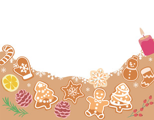 Background with Christmas pastry. Vector illustration.