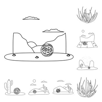 Vector illustration of wilderness and texas logo. Collection of wilderness and pasture vector icon for stock.