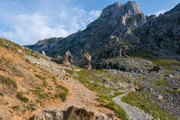 Source trails in the mountains of the Europas peaks