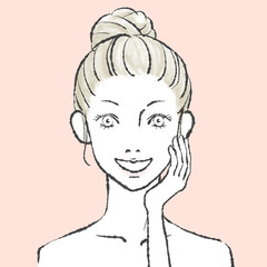 美容イメージ 手書きイラスト 09 ピンク背景