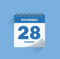 Day calendar with date November 28. - obrazy, fototapety, plakaty