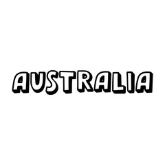 Handwritten word Australia. Hand drawn lettering.