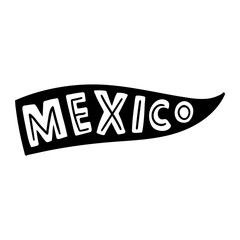 Handwritten word Mexico. Hand drawn lettering.