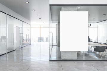 Modern concrete office interior with poster