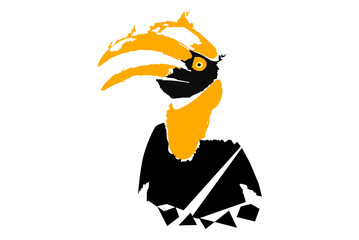 White background pattern with hornbill © YAMALUDDEEN