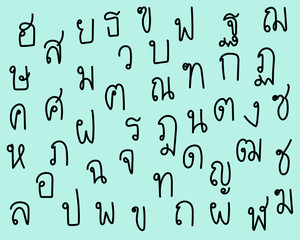 Cute hand drawn : Set of Thai alphabet or Thai language fonts