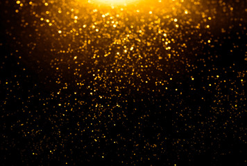 golden glitter bokeh lighting texture Blurred abstract background for birthday, anniversary,...