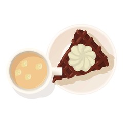 Chocolate cheesecake icon. Isometric illustration of chocolate cheesecake vector icon for web