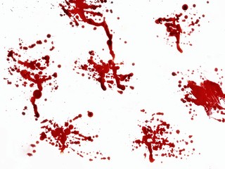 blood drops on white background - obrazy, fototapety, plakaty