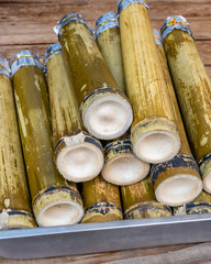Asian glutinous rice roasted in bamboo joints