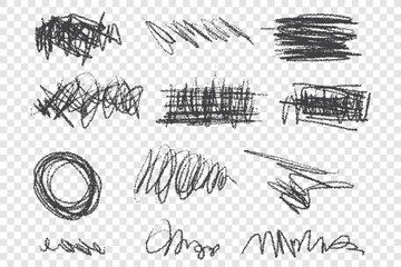 Grunge scribbles vector illustrations set - obrazy, fototapety, plakaty