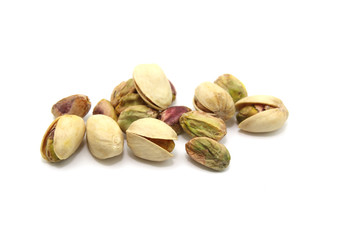 Pistachio nuts isolated on white background