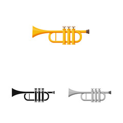 Vector illustration of trumpet and music icon. Web element of trumpet and gold vector icon for stock.
