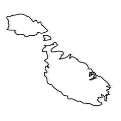 black outline of Malta map- vector illustration - obrazy, fototapety, plakaty