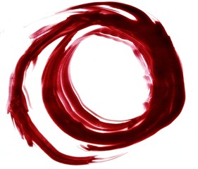 red blob letter on white background