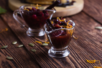 Thanksgiving day dinner cranberry sauce