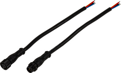 Male and female connectors with wires isoalted on white background