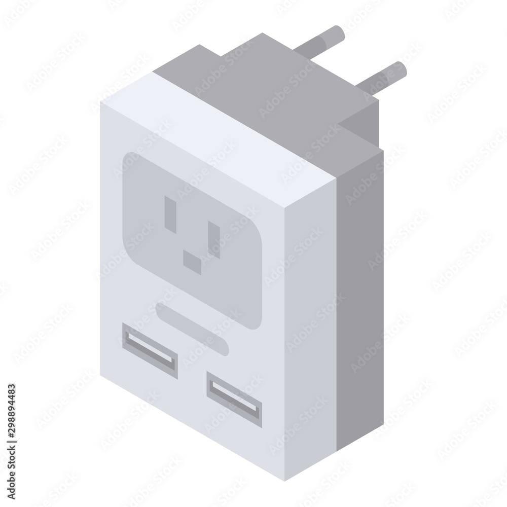 Poster power plug adapter icon. isometric of power plug adapter vector icon for web design isolated on whit