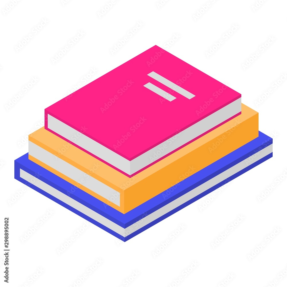 Poster stack of school books icon. isometric of stack of school books vector icon for web design isolated o
