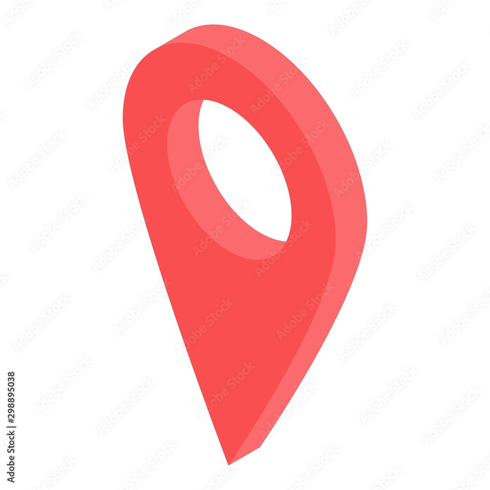 Poster red gps pin icon. isometric of red gps pin vector icon for web design isolated on white background