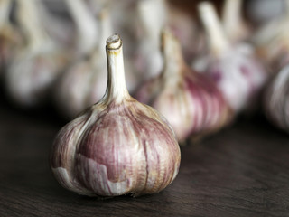 garlic bulbs with garlic cloves so close