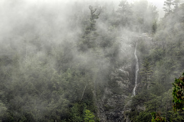 Roaring Brook Falls on Foggy Morning