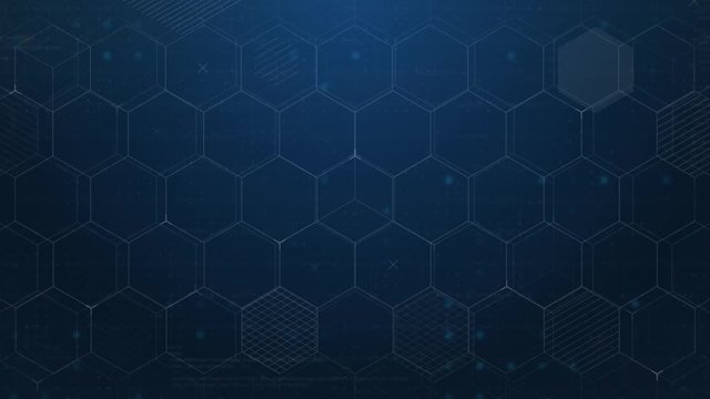 Blue Hexagons Abstract Background. Digital Technology Background.
