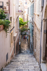 Fototapeta na wymiar Dubrovnik, Croatia - July, 2019: Old streets of old city Dubrovnik in south of Croatia.