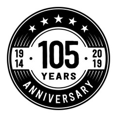 105 years anniversary logo template. One hundred and five years logo. Vector and illustration.
