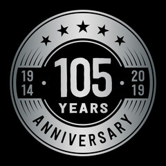 105 years anniversary logo template. One hundred and five years logo. Vector and illustration.
