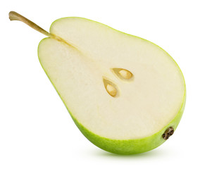 sliced cut pear isolated on white background