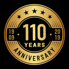 110 years anniversary logo template. One hundred and ten years logo. Vector and illustration.
