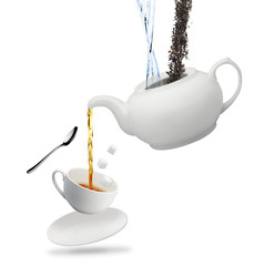 tea sugar white cup water