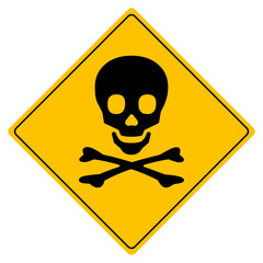 Hazard keep away vector sign with skull on white background