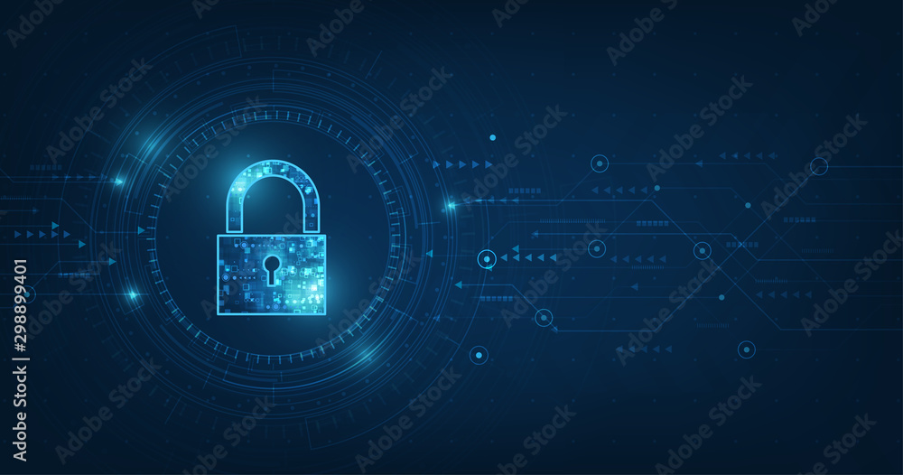 Poster padlock with keyhole icon in personal data security illustrates cyber data or information privacy id